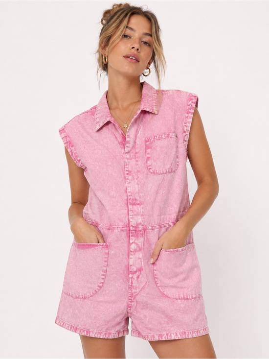 Simply Southern Pants - Simply Southern Denim Romper Pink